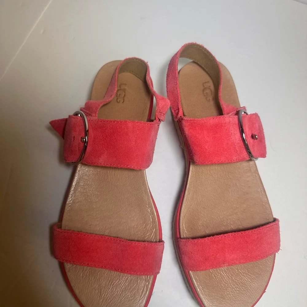 UGG April Espadrille Platform Sandal Suede Shoes Size 10 Barbie Core